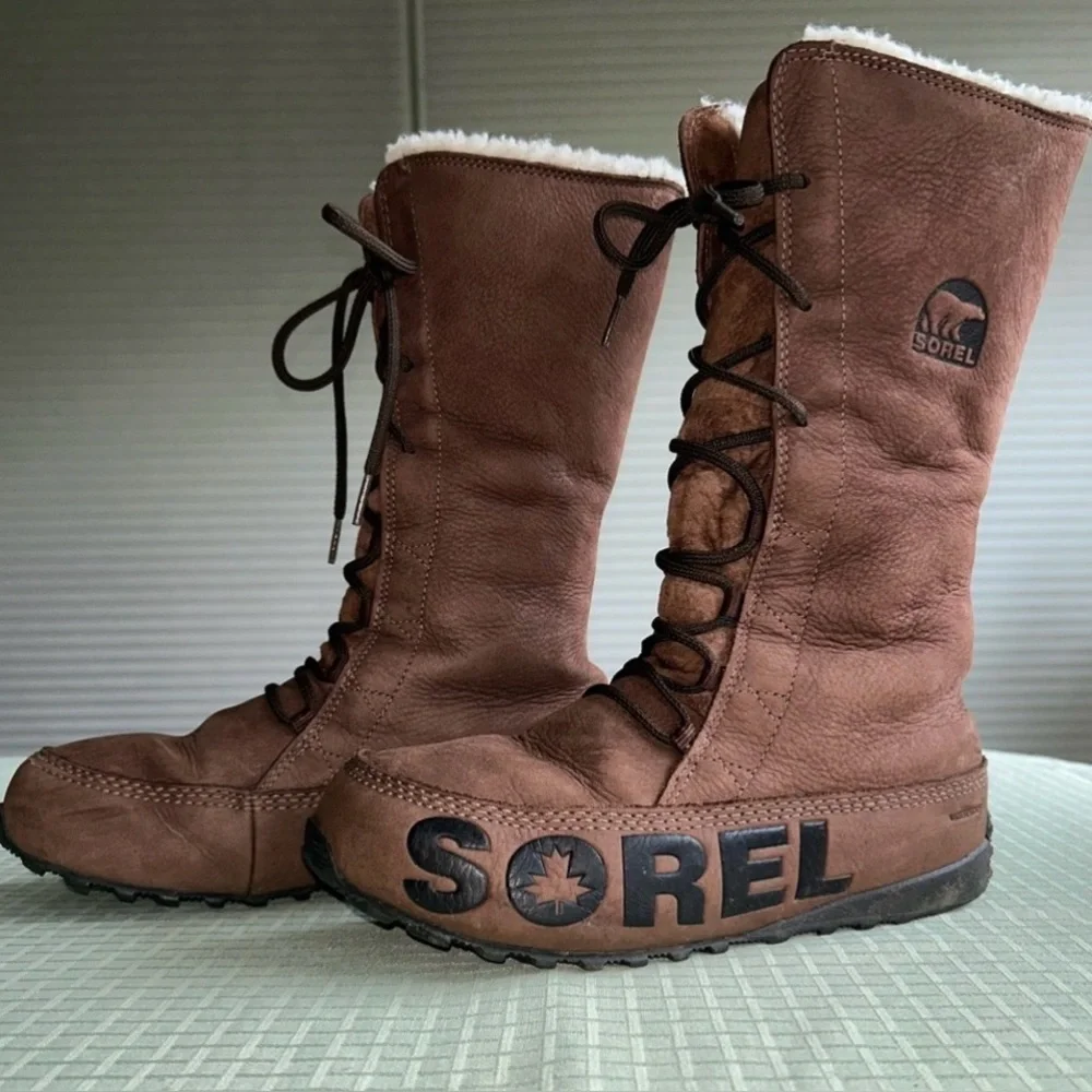 Sorel brown lace-up winter boots women's 8 - Picture 3 of 16